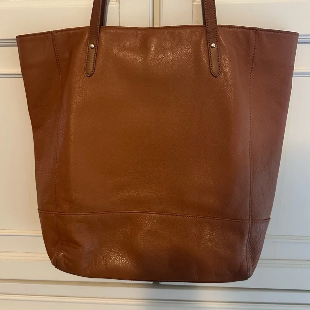 Lauren Ralph Lauren Chestnut Pebbled Leather Shoulder Tote Bag - Picture 6 of 15
